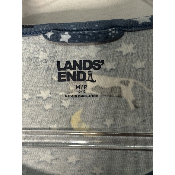 Lands End Nightgown M 10/12 Blue Pajama Night Gown  PJs Cows Jumping Moon Stars - Picture 3 of 4
